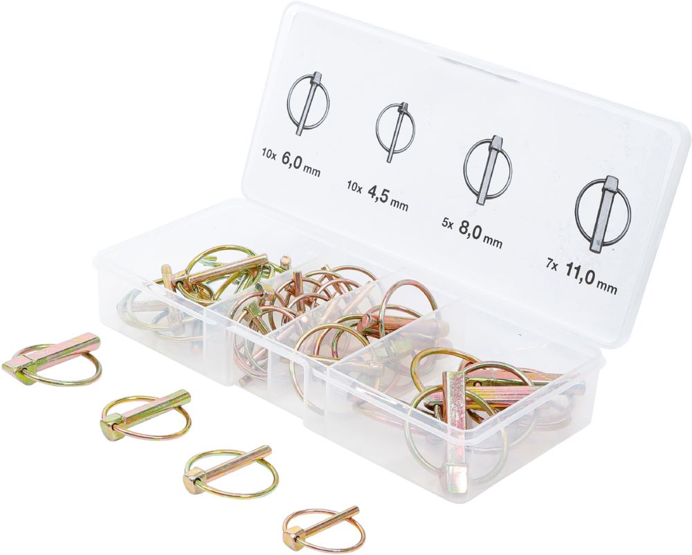 Produktbild BGS Diy Klappsplinte Sortiment Bolzen Durchmesser 4,5 - 11 mm 32 teilig