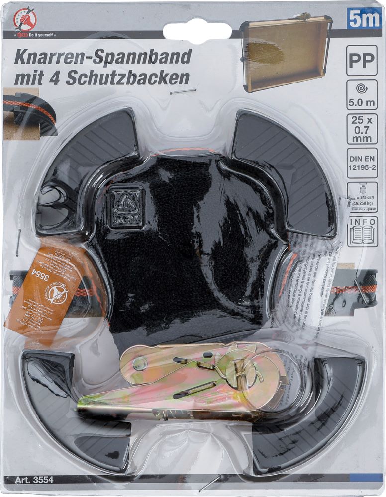 Produktbild Knarren Spannband mit 4 Schutzbacken 5 m x 25 mm bild 3