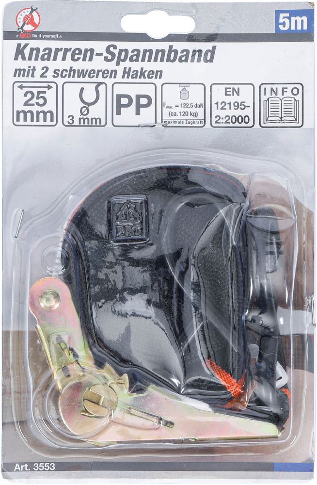 Produktbild Knarren Spannband mit 2 schweren Haken 5 m x 24 mm bild 3