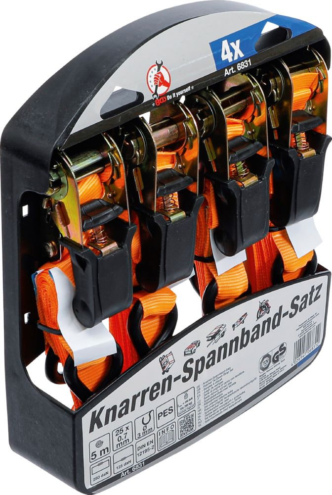 Produktbild Knarren Spannband Satz mit schweren Haken 5 m x 25 mm 4 teilig bild 4