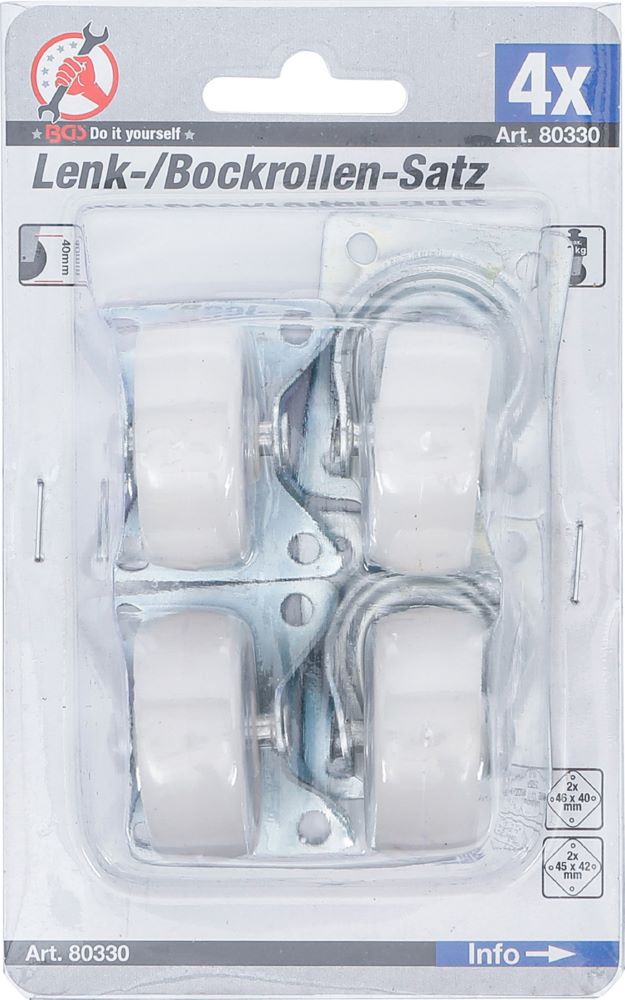 Produktbild BGS Diy Lenk-/Bockrollen Satz 40 mm 4 teilig bild 3