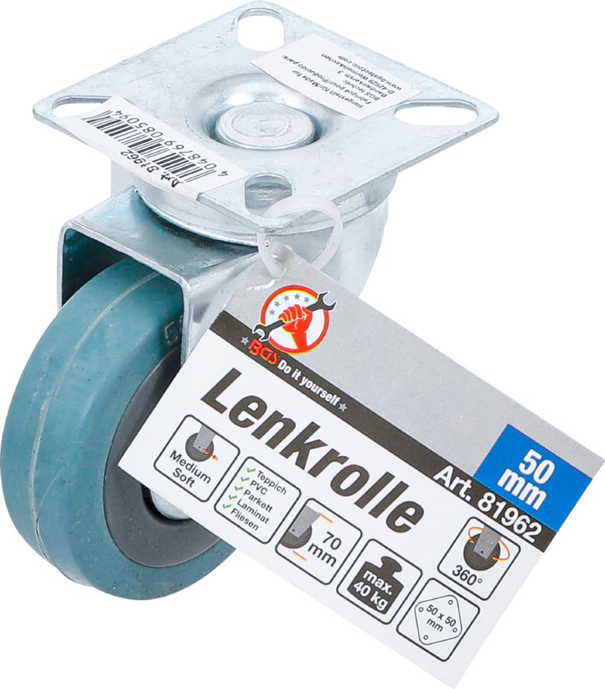 Produktbild BGS Diy Lenkrolle Gummi mit Anschraubsockel Durchmesser 50 mm bild 3