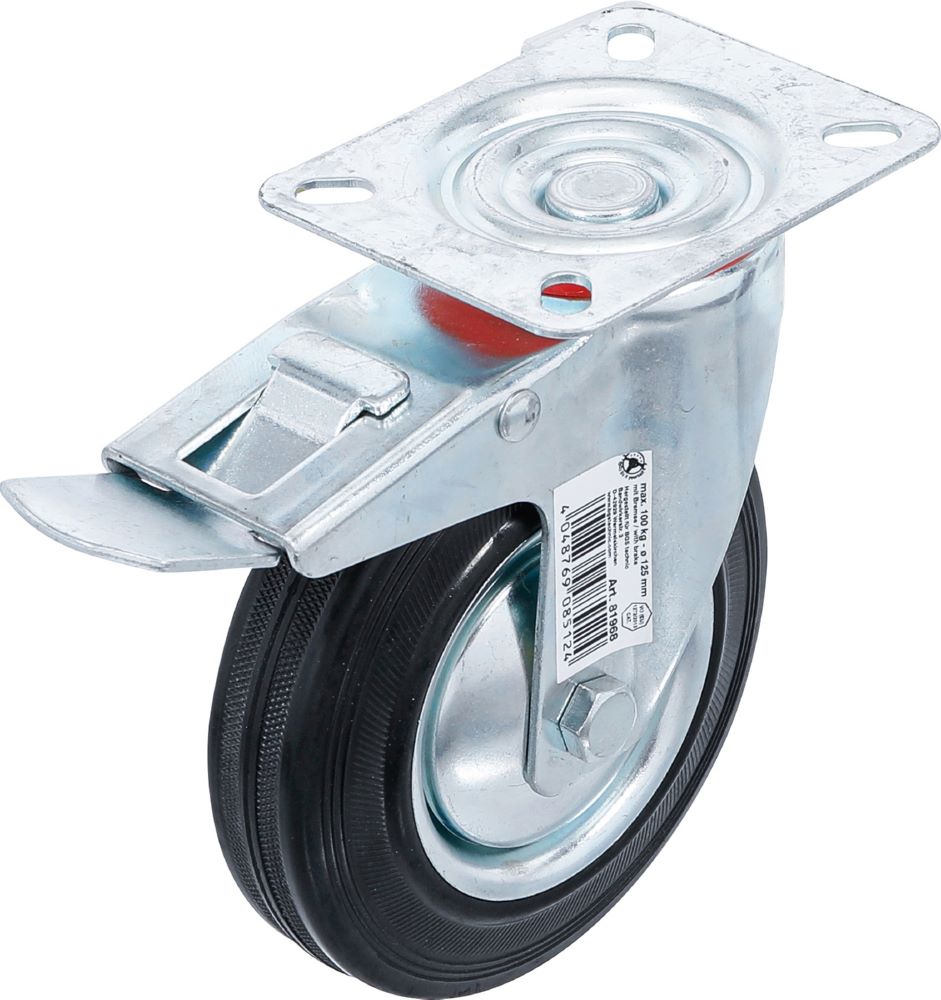 Produktbild BGS Diy Lenkrolle mit Bremse mit Anschraubsockel Durchmesser 125 mm