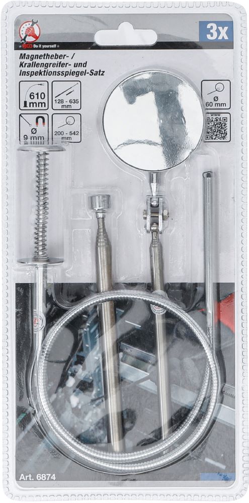 Produktbild BGS Diy Magnetheber- / Krallengreifer- und Inspektionsspiegel Satz 3 teilig bild 3