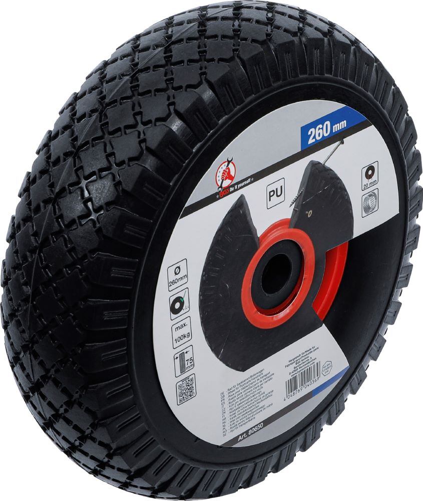 Produktbild BGS Diy Rad für Sackkarren/ Bollerwagen PU rot/schwarz 260 mm bild 3