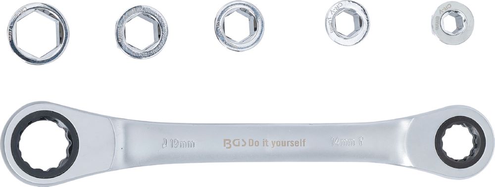 Produktbild BGS Diy Ratschen Ringschlüssel 8 - 19 mm 6 teilig mit Adaptersatz bild 3