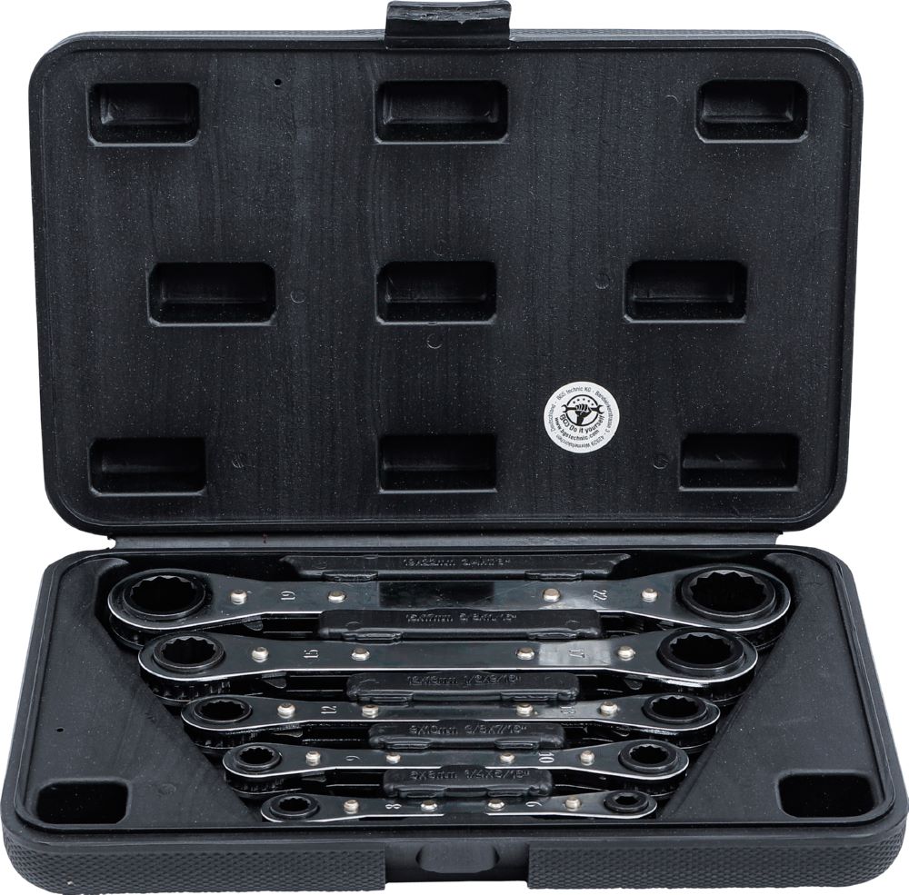 Produktbild BGS Diy Ratschen Ringschlüssel Satz 6 x 8 - 19 x 22 mm 5 teilig gerade umschaltbar bild 2