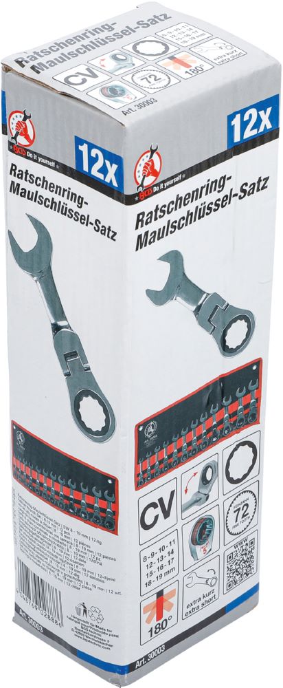 Produktbild BGS Diy Ratschenring Maulschlüssel Satz 8 - 19 mm 12 teilig extra kurz bild 5