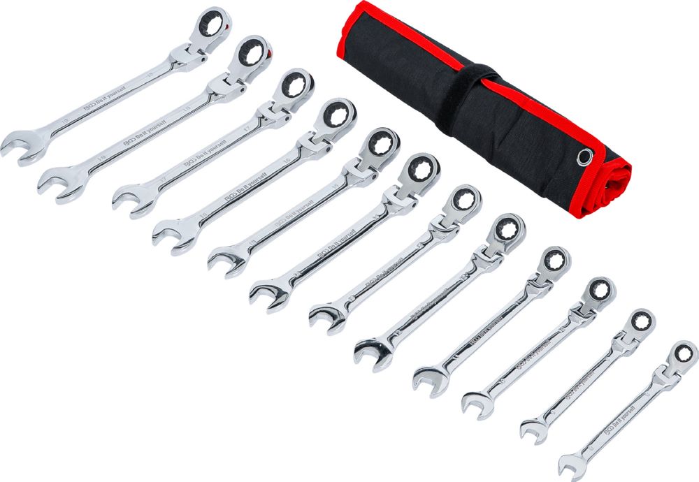 Produktbild BGS Diy Ratschenring Maulschlüsse Satz 8 - 19 mm 12 teilig flexible Köpfe bild 2
