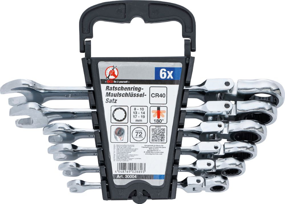 Produktbild BGS Diy Ratschenring Maulschlüssel Satz 8 - 19 mm 6 teilig flexible Köpfe