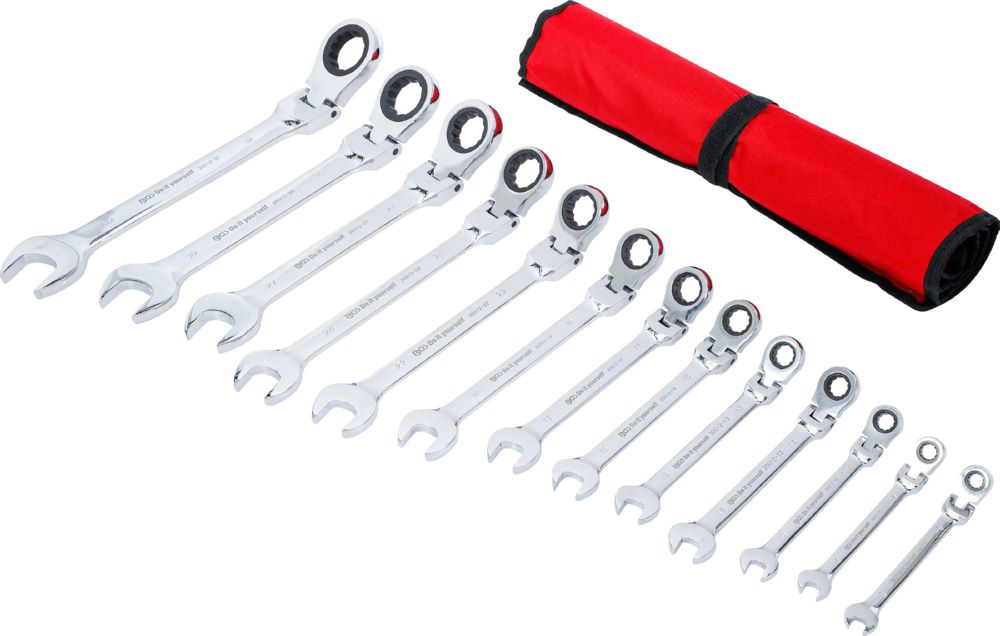 Produktbild BGS Diy Ratschenring Maulschlüssel Satz 8 - 32 mm 13 teilig flexible Köpfe bild 2