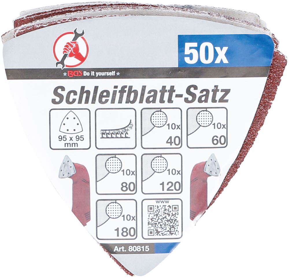 Produktbild BGS Diy Schleifblatt Satz 95 x 95 mm K 40 - 180 50 teilig bild 3