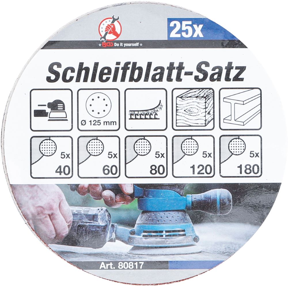 Produktbild BGS Diy Schleifblatt Satz Durchmesser 125 mm K 40 - 180 25 teilig bild 3