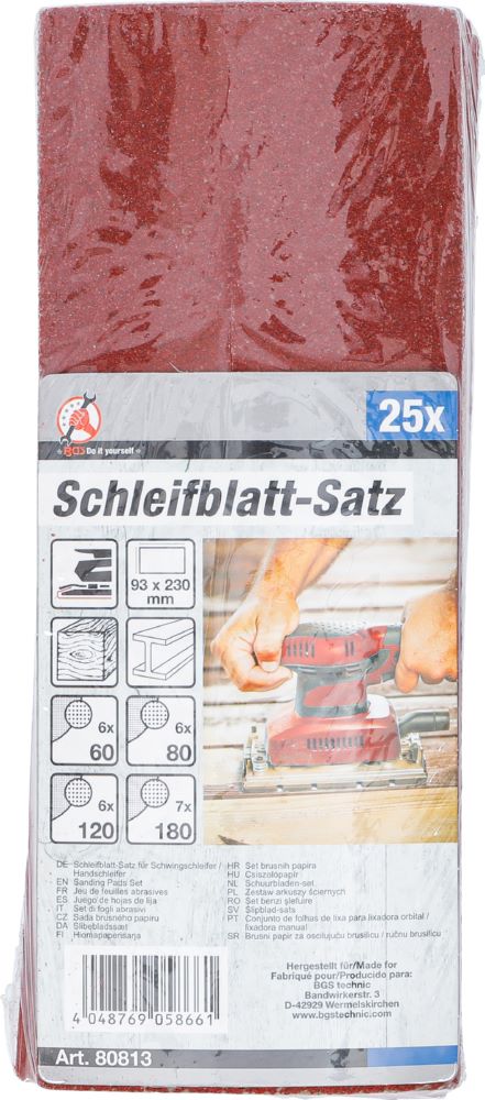 Produktbild BGS Diy Schleifblatt Satz 93 x 230 mm K 60 - 180 25 teilig bild 3