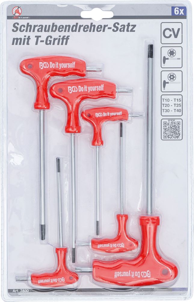 Produktbild BGS Diy Schraubendreher Satz mit Bohrung T10 - T40 6 teilig mit T-Griff bild 3