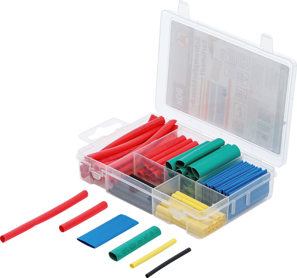 Produktbild BGS Diy Schrumpfschlauch Sortiment farbig 90 teilig