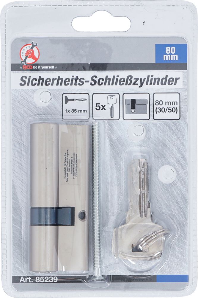 Produktbild Sicherheits Schließzylinder 80 mm 30/50 mm bild 4