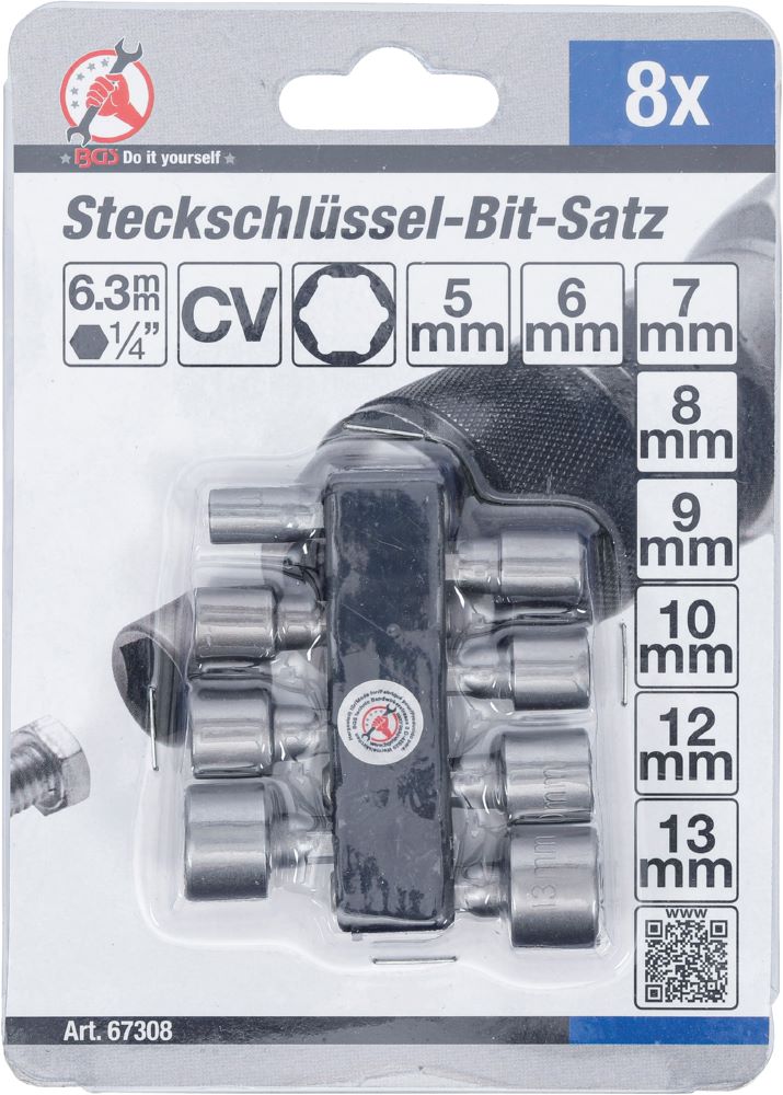 Produktbild Steckschlüssel Bit Satz Antrieb Außensechskant 1/4 Zoll 5 - 13 mm 8 teilig bild 3