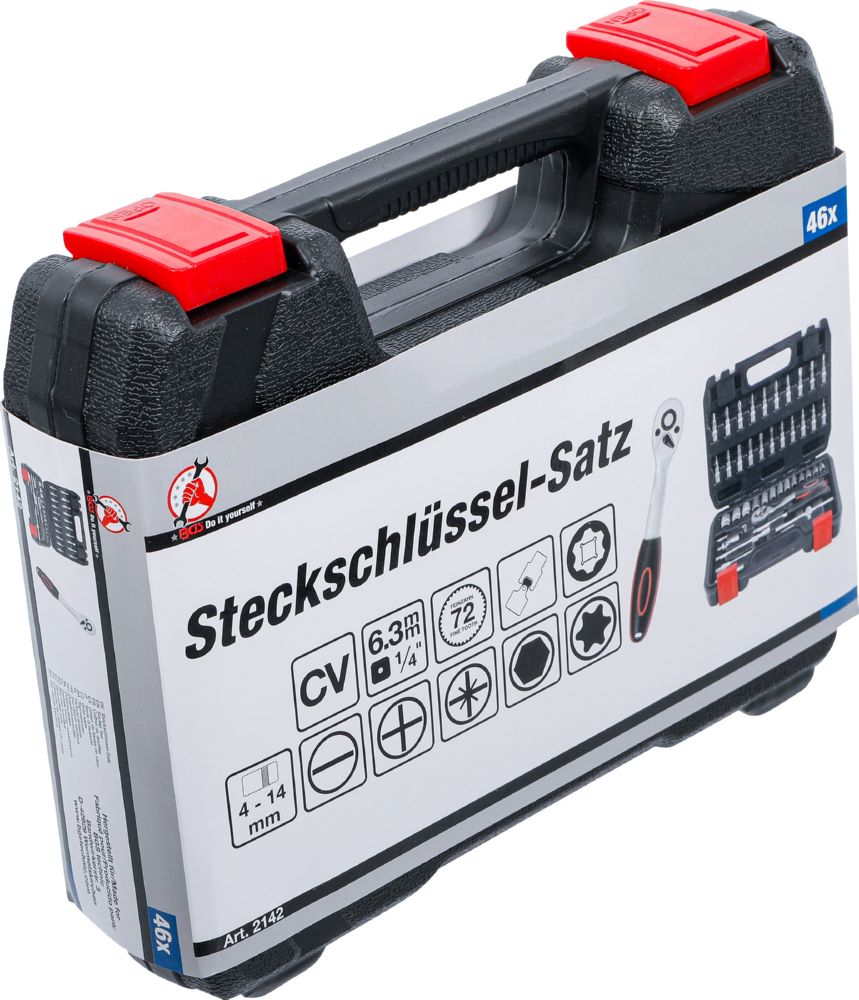 Produktbild Steckschlüssel Satz Antrieb 6,3 mm 1/4 Zoll 46 teilig bild 6