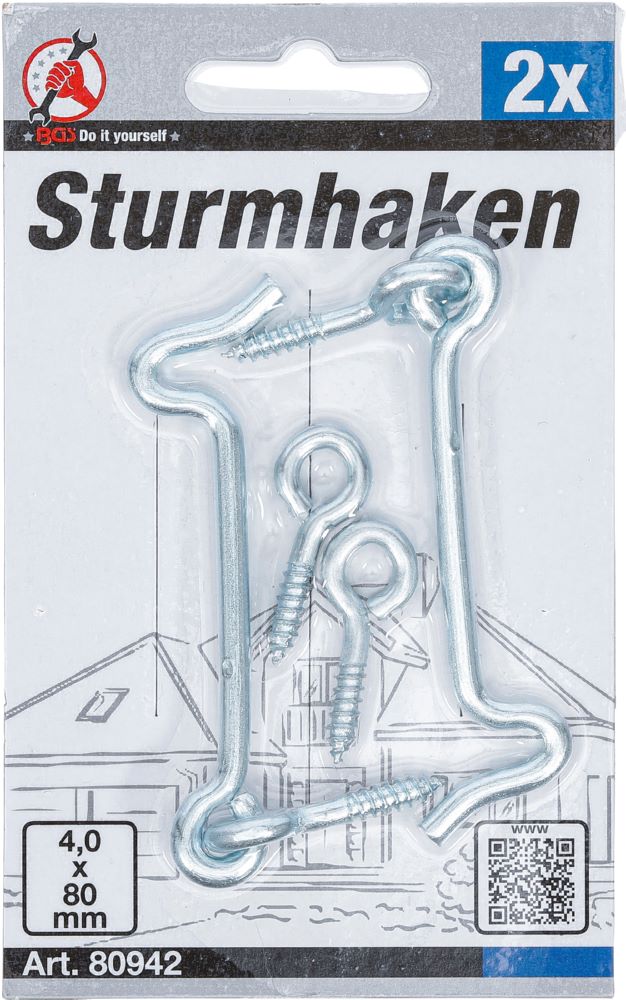 Produktbild Sturmhaken 4,0 x 80 mm 2 teilig bild 3