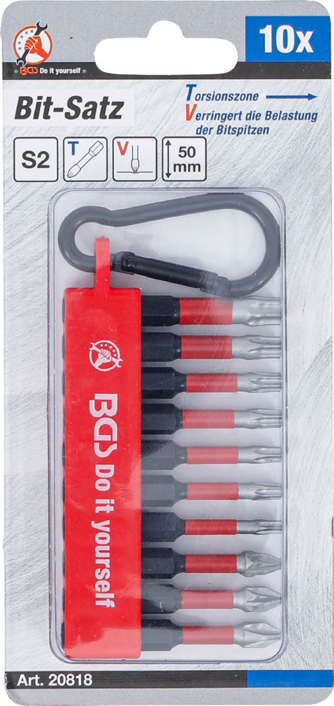 Produktbild Torsions Bit Satz Antrieb Außensechskant 6,3 mm 1/4 Zoll 10 teilig bild 4