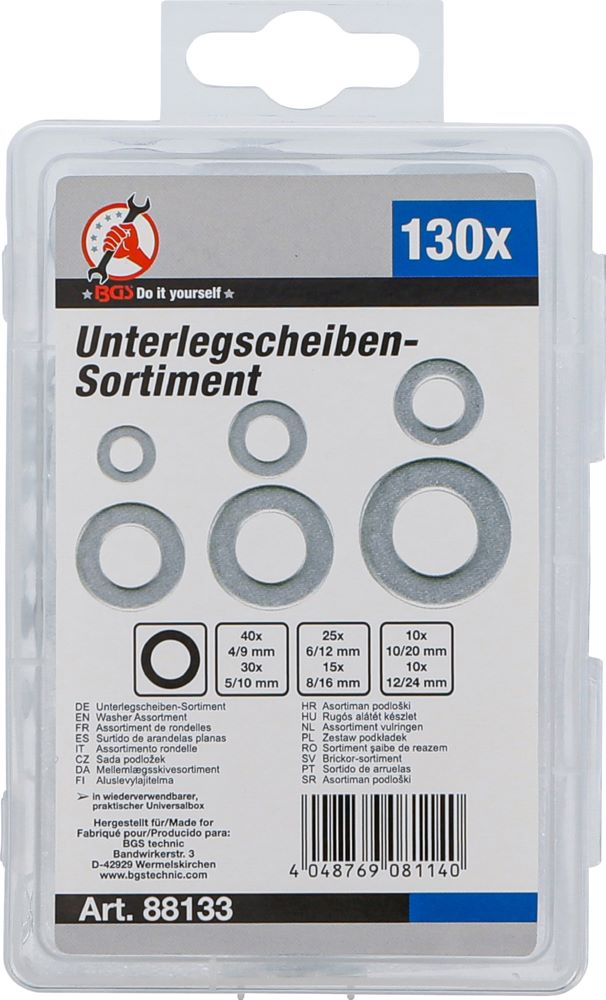 Produktbild BGS Diy Unterlegscheiben Sortiment Durchmesser 4 - 12 mm Innendurchmesser 130 teilig bild 3