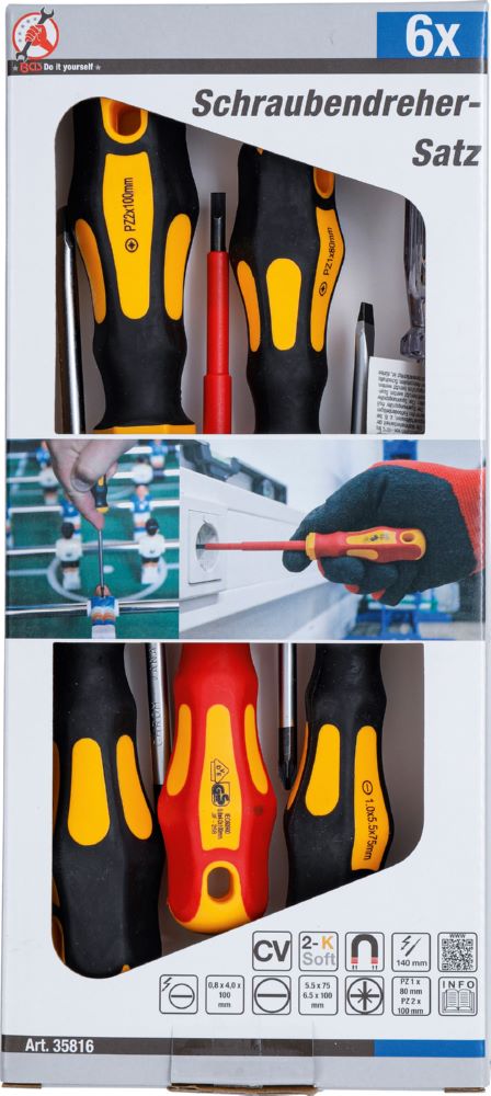 Produktbild BGS Diy VDE Elektriker Schraubendreher Satz Schlitz / Kreuzschlitz 6 teilig bild 2