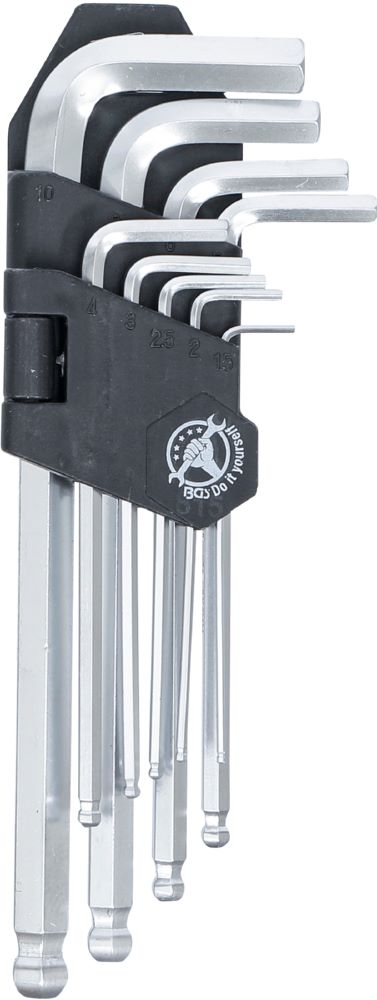 Produktbild BGS Diy Winkelschlüssel Satz 1,5 - 10 mm Innensechskant mit Kugelkopf 9 teilig bild 2