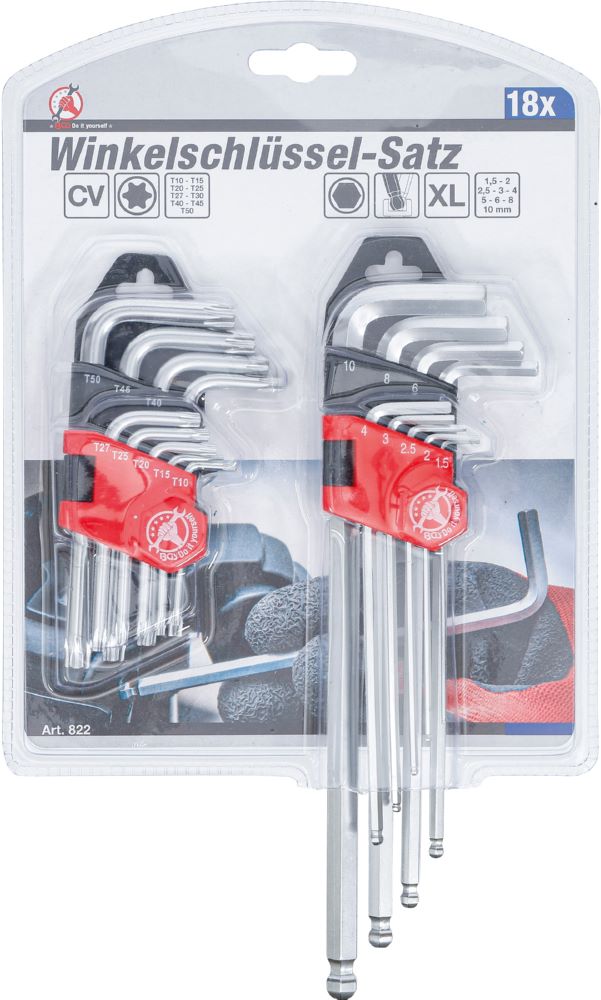 Produktbild BGS Diy Winkelschlüssel Satz lang T10 - T50 Innensechskant 1,5-10 mm 18 teilig bild 4