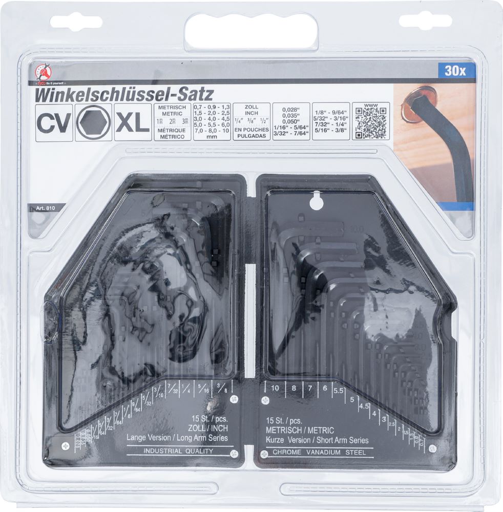 Produktbild BGS Diy Winkelschlüssel-Satz Zollmaße/metrisch Innensechskant 30 teilig bild 5