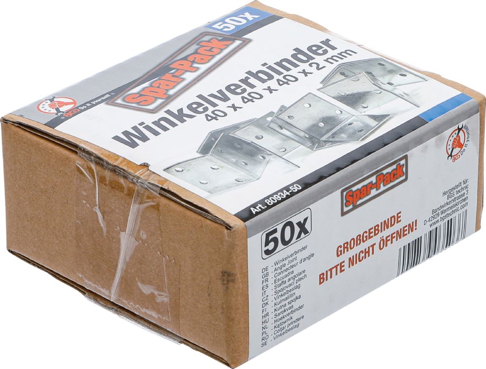 Produktbild Winkelverbinder 40 x 40 x 40 x 2 mm 50 Stück bild 2