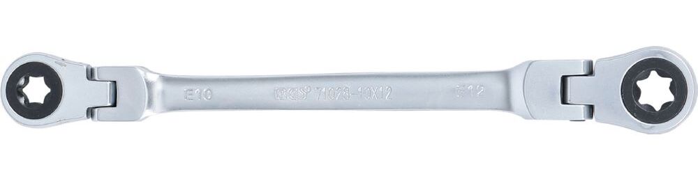 Produktbild BGS Doppel Ratschen Ringschlüssel E10xE12 abwinkelbar mit E-Profil Ringköpfen bild 3