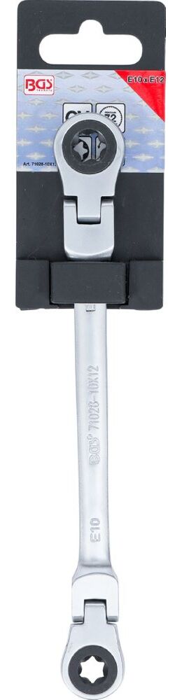 Produktbild BGS Doppel Ratschen Ringschlüssel E10xE12 abwinkelbar mit E-Profil Ringköpfen bild 4