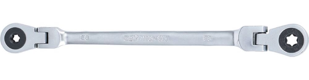 Produktbild BGS Doppel Ratschen Ringschlüssel E6xE8 abwinkelbar mit E-Profil Ringköpfen bild 3