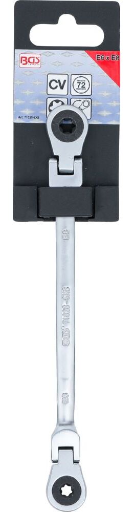 Produktbild BGS Doppel Ratschen Ringschlüssel E6xE8 abwinkelbar mit E-Profil Ringköpfen bild 4