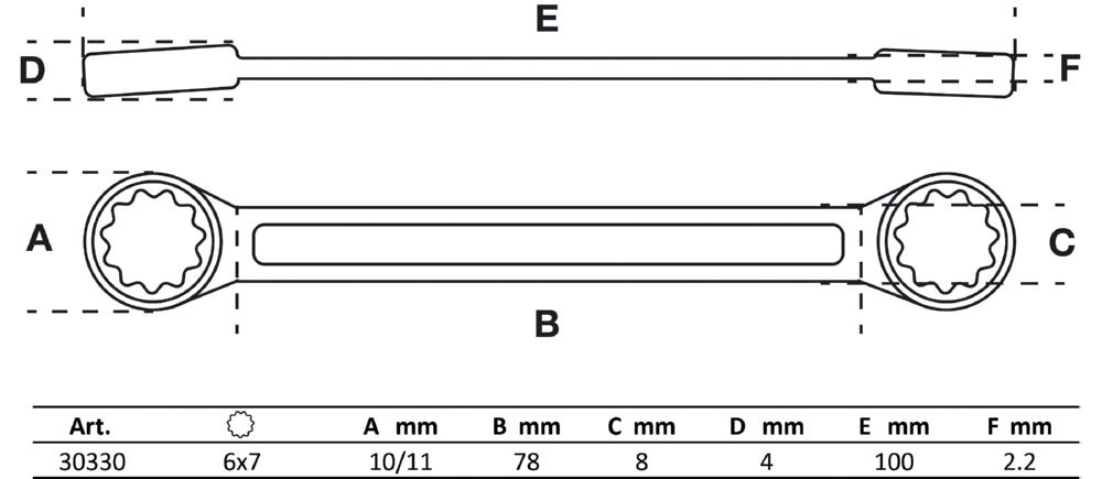 Produktbild BGS Doppel Ringschlüssel 6 x 7 mm extra flach bild 2