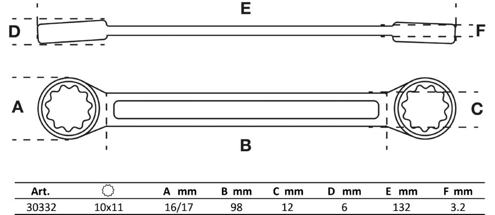 Produktbild BGS Doppel Ringschlüssel 10 x 11 mm extra flach bild 2
