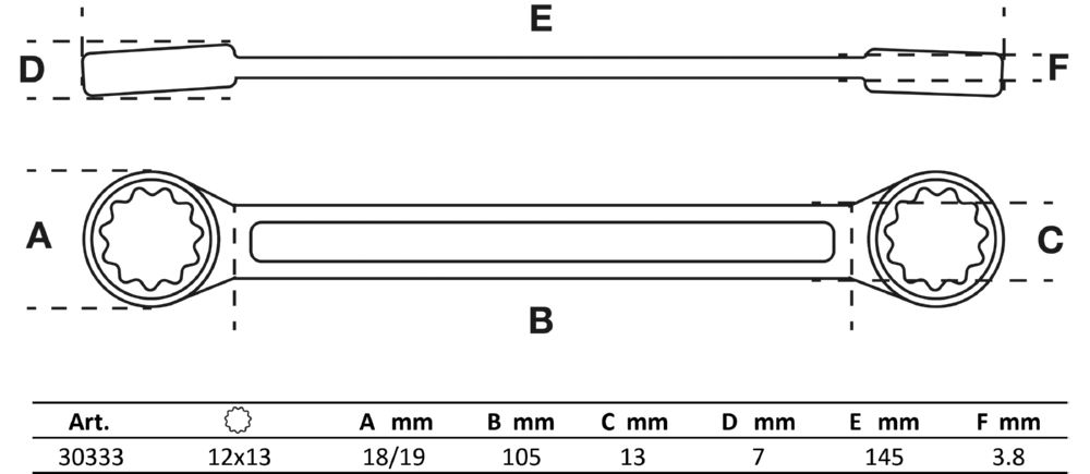 Produktbild BGS Doppel Ringschlüssel 12 x 13 mm extra flach bild 2