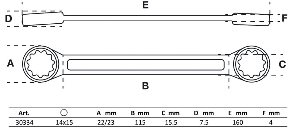 Produktbild BGS Doppel Ringschlüssel 14 x 15 mm extra flach bild 2