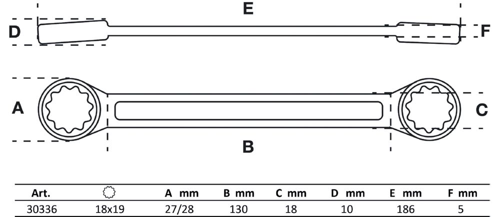 Produktbild BGS Doppel Ringschlüssel 18 x 19 mm extra flach bild 2