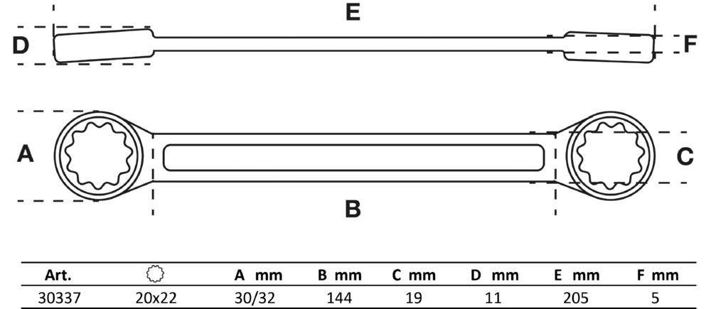 Produktbild BGS Doppel Ringschlüssel 20 x 22 mm extra flach bild 2