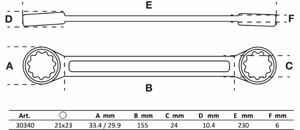 Produktbild BGS Doppel Ringschlüssel 21 x 23 mm extra flach bild 2