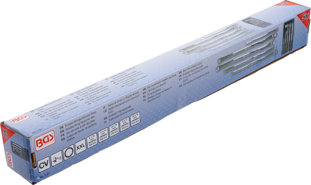 Produktbild BGS Doppel Ringschlüssel Satz 8-19 mm extra lang 5 teilig bild 6