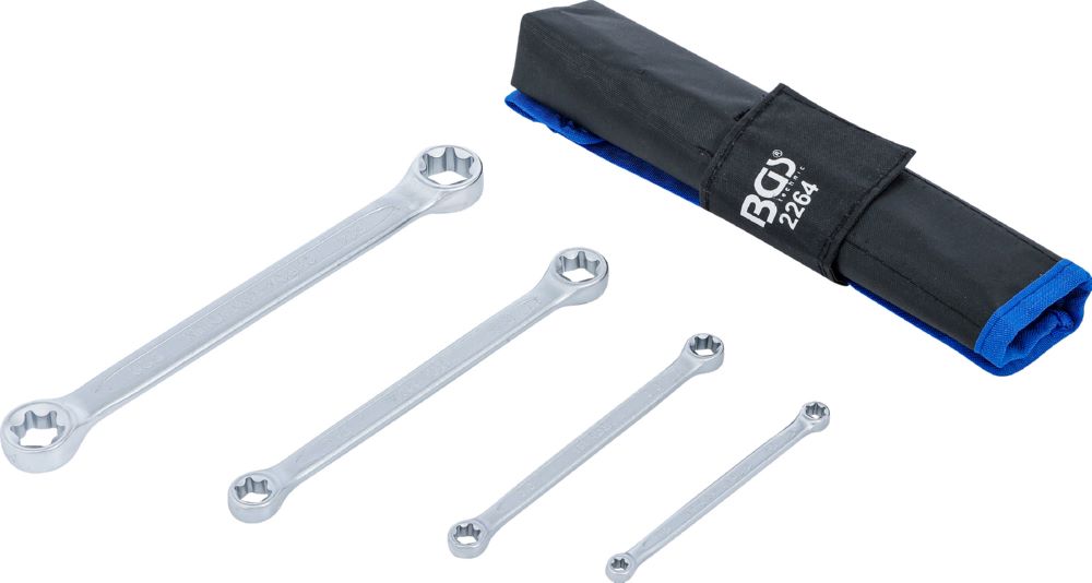 Produktbild BGS Doppel-Ringschlüssel Satz E6 x E8 - E20 x E24 4 telig mit E-Profil-Ringköpfen bild 2