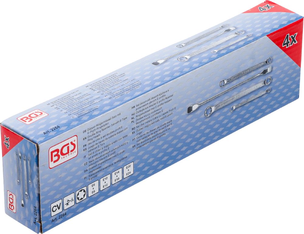 Produktbild BGS Doppel-Ringschlüssel Satz E6 x E8 - E20 x E24 4 telig mit E-Profil-Ringköpfen bild 6