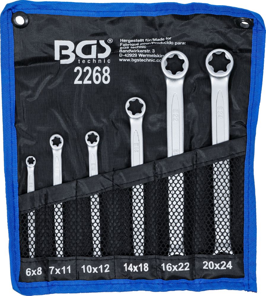 Produktbild BGS Doppel Ringschlüssel Satz E6 x E8 - E20 x E24 6 teilig mit E-Profil-Ringköpfen bild 5