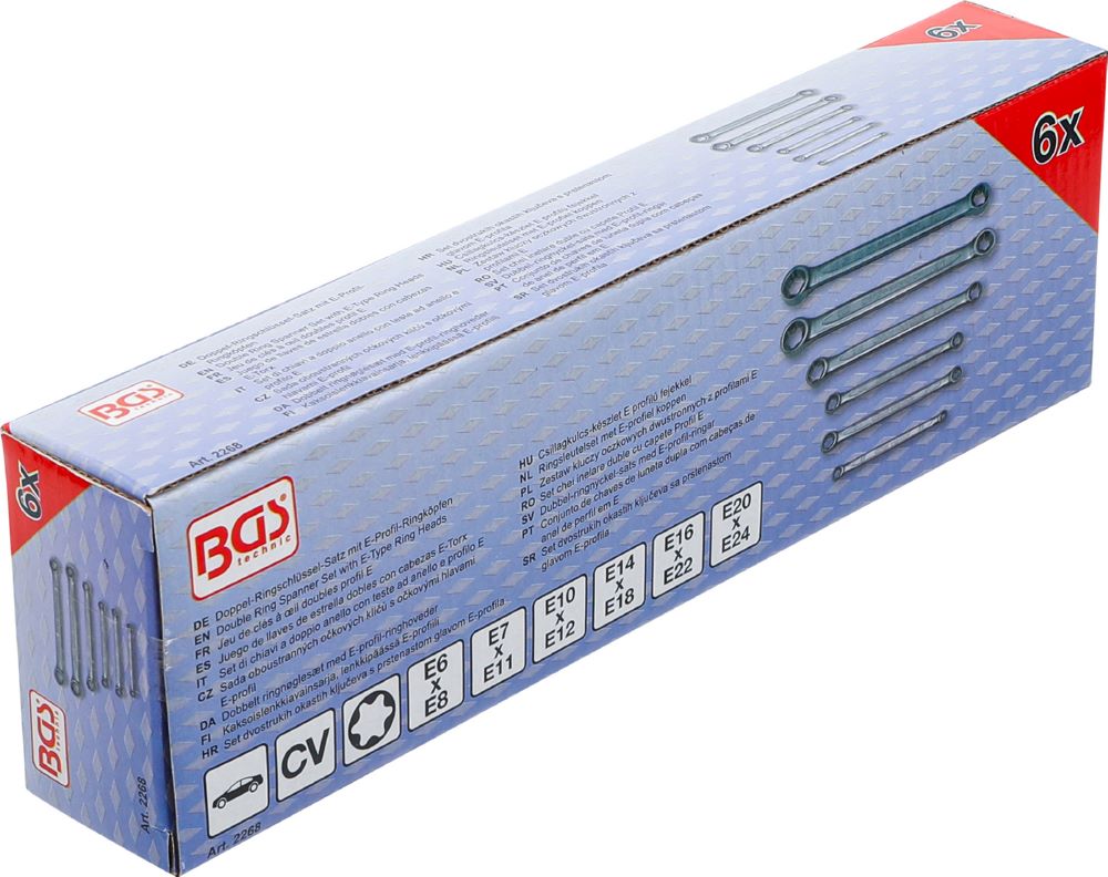 Produktbild BGS Doppel Ringschlüssel Satz E6 x E8 - E20 x E24 6 teilig mit E-Profil-Ringköpfen bild 6