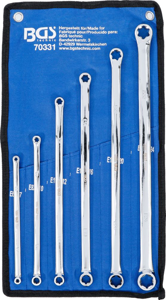 Produktbild BGS Doppel Ringschlüssel Satz E6 x E7 - E2 6 teilig mit E-Profil-Ringköpfen