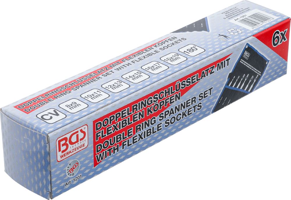 Produktbild BGS Doppel Ringschlüssel Satz 6 teilig mit flexiblen Köpfen bild 6