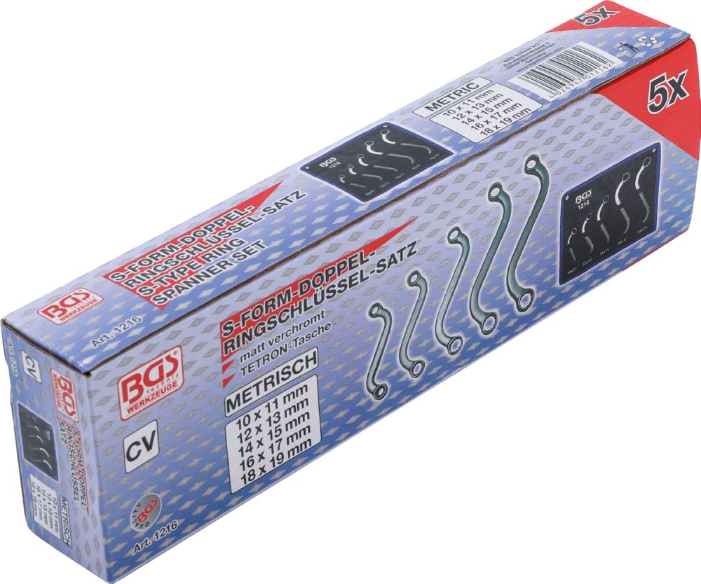 Produktbild BGS Doppel Ringschlüssel Satz S-Form 10 x 11 - 18 x 19 mm 5 teilig bild 4